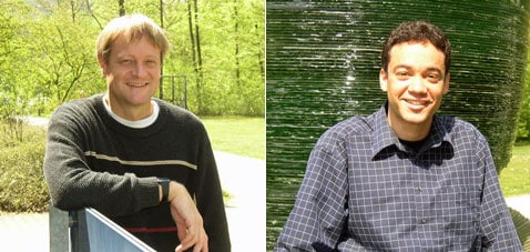 Zastánci marťanské vědecké pravdy. Hans Herrmann (vlevo) se už celkem třicet let zajímá o duny, hlavně o pozemské. A když ho uchvátilo počítačové modelování, ihned pochopil, že lze modelovat nejen "místní" písečné hromádky, ale také mimozemské, např. marťanské. A Eric Paterli je v tomto "byznysu" úplným nováčkem, ale už se mu podařilo zaznamenat viditelné akademické úspěchy.