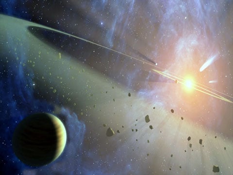 Mytologická role Theii jako matky bohyně měsíce Seléné je doporučením pro použití tohoto jména pro název hypotetické planety (repektive planetesimály), která podle teorie velkého impaktu narazila do Země, následkem čehož se vytvořil Měsíc.